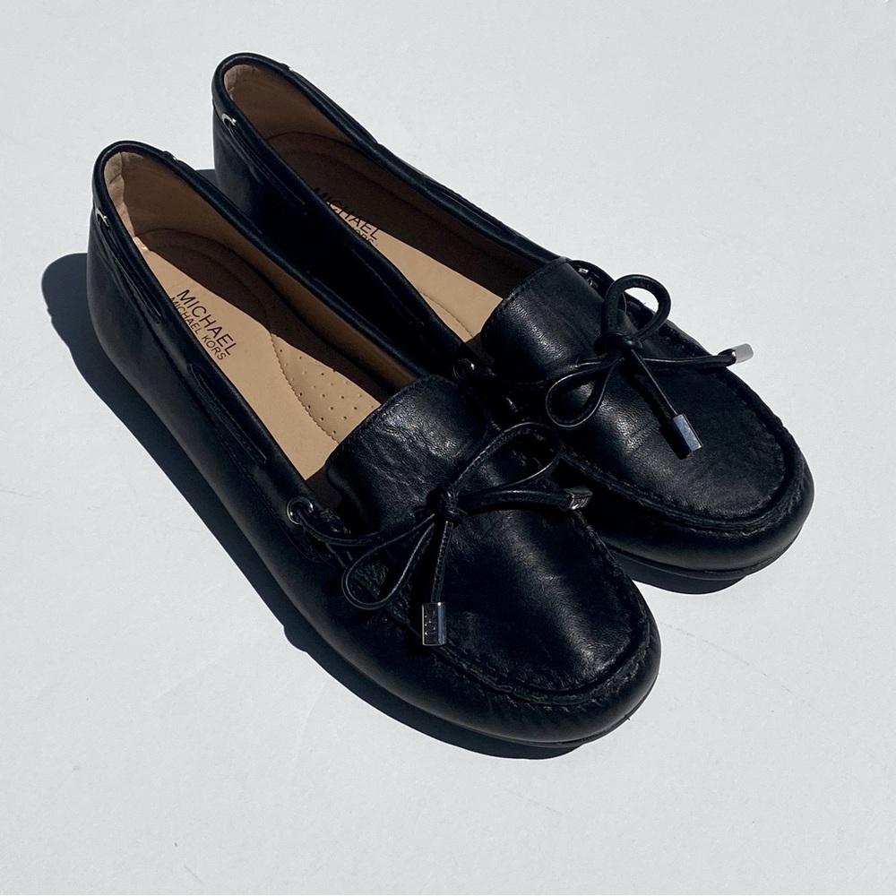 MICHAEL Michael Kors Women’s “Sutton” Black Leather Moccasins